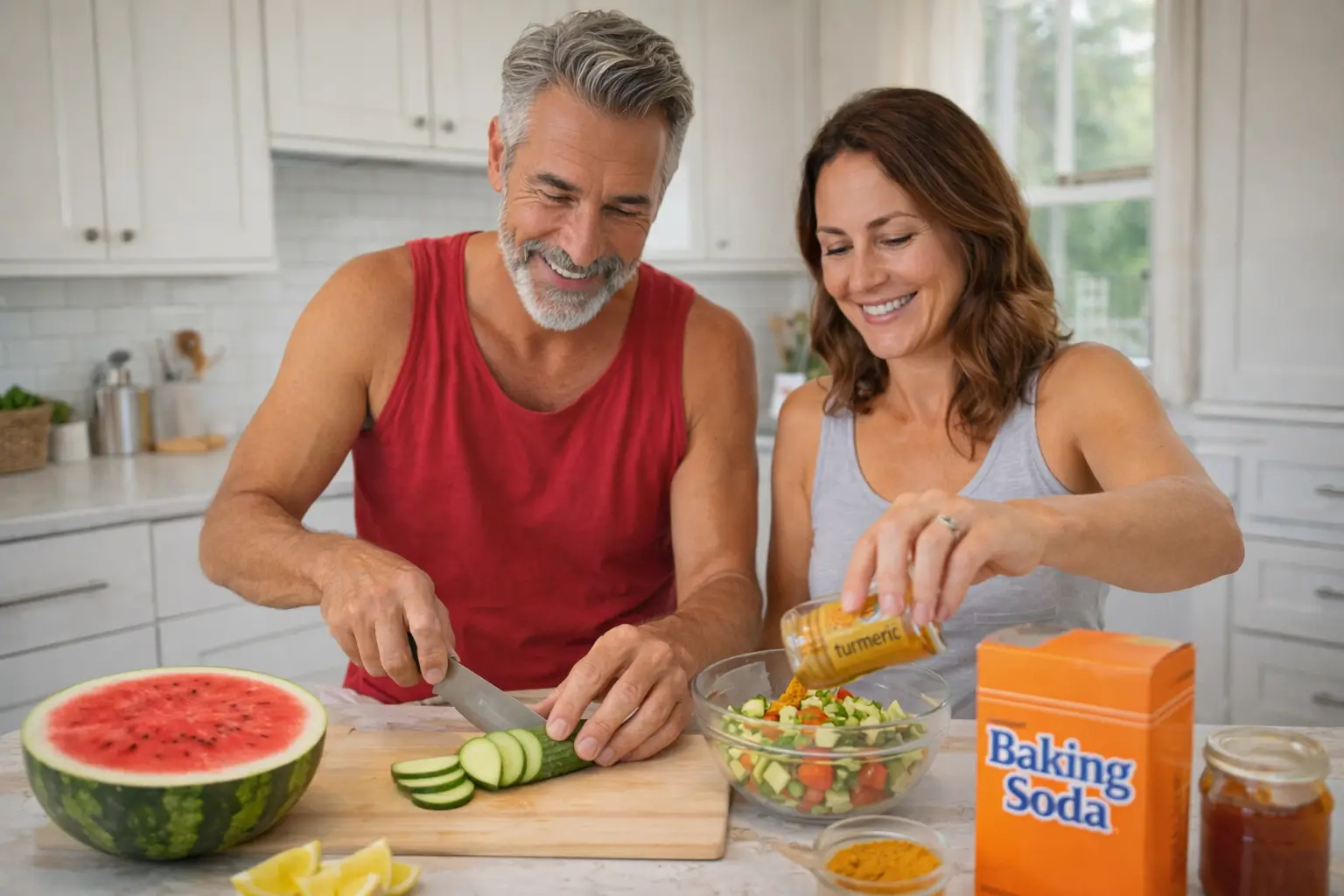 Woman preparing healthy meals with fresh vegetables and recipe book in modern kitchen